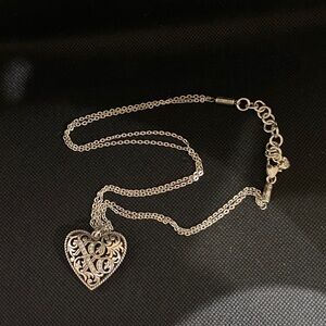 Brighton Silver Plated Heart Pendant Necklace reversible